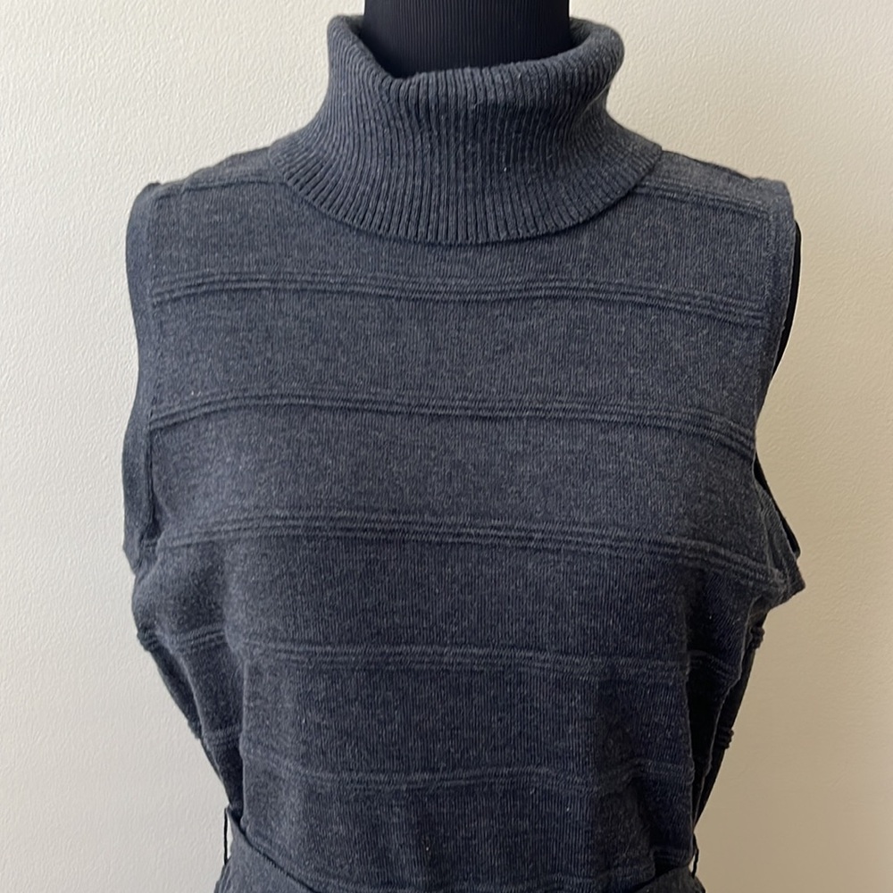 Calvin Klein Dark Gray Sleeveless Turtleneck Knit Dress